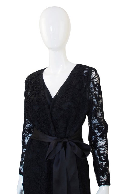 1970s Givenchy Silk Dress & Lace Overlay For Sale 3