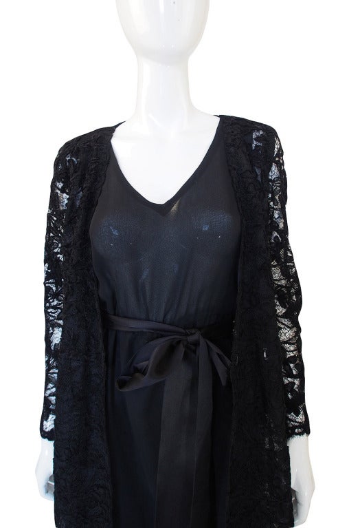 1970s Givenchy Silk Dress & Lace Overlay For Sale 4