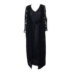 1970s Givenchy Silk Dress & Lace Overlay