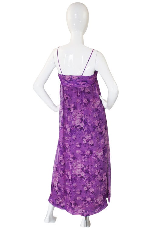 1970s Givenchy Purple Silk Chiffon Gown In Excellent Condition For Sale In Rockwood, ON