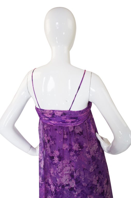 1970s Givenchy Purple Silk Chiffon Gown For Sale 2