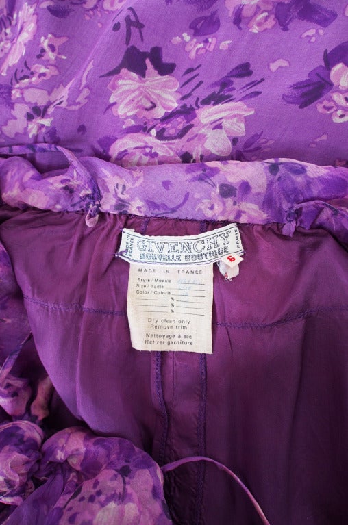 1970s Givenchy Purple Silk Chiffon Gown For Sale 5