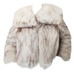 Vintage 1960s Silver Fox Fur & Leather Galanos Jacket
