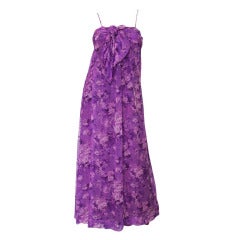 1970s Givenchy Purple Silk Chiffon Gown