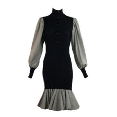 Vintage 1980s Gingham Ungaro Knit Dress