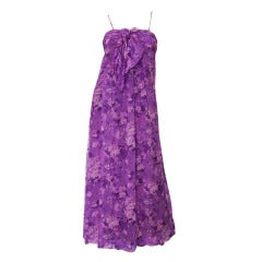 1977 Documented Givenchy Purple Silk Chiffon Gown
