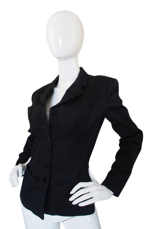 1980s Azzedine Alaia Black Corset Jacket In Excellent Condition For Sale In Rockwood, ON