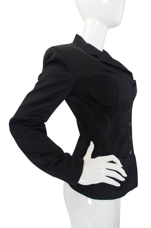 Women's 1980s Azzedine Alaia Black Corset Jacket For Sale
