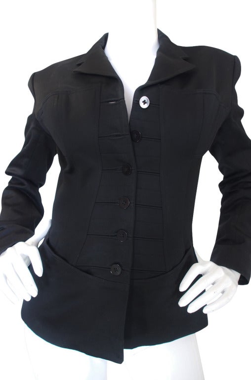 1980s Azzedine Alaia Black Corset Jacket For Sale 1
