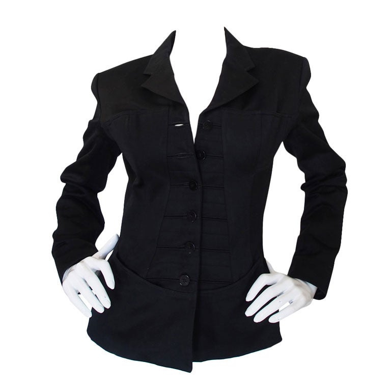 1980s Azzedine Alaia Black Corset Jacket For Sale