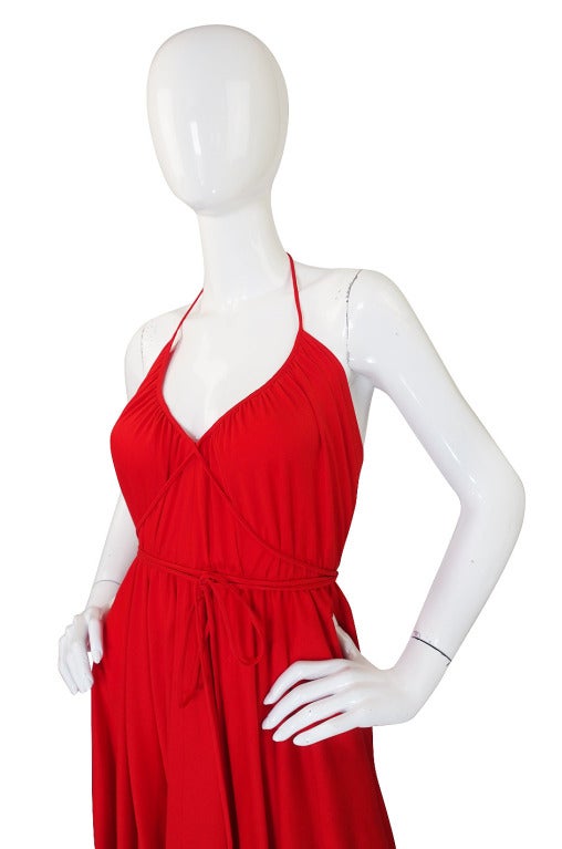 Women's 1978 Collection Rare Backless Red Halston Dress