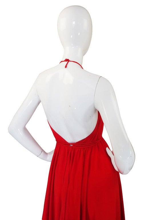 1978 Collection Rare Backless Red Halston Dress 1