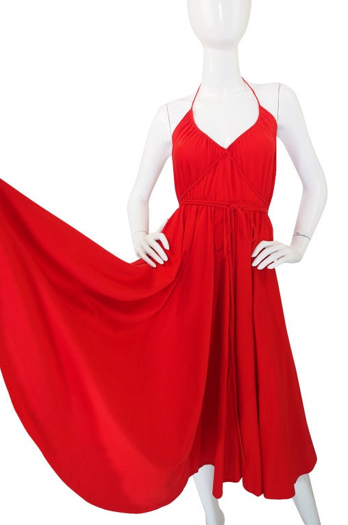1978 Collection Rare Backless Red Halston Dress 3