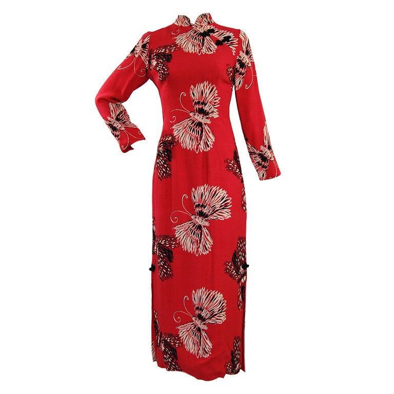 1960s Cheongsam Butterfly Dress For Sale
