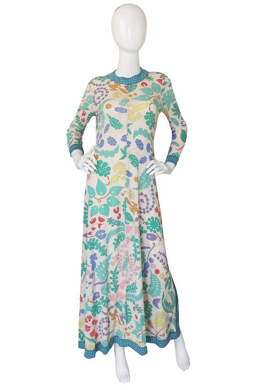 Gray 1970s Amazing Bessi Floral Maxi Dress