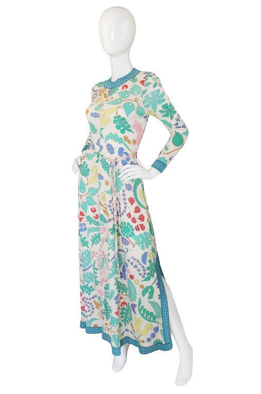 1970s Amazing Bessi Floral Maxi Dress In Excellent Condition In Rockwood, ON