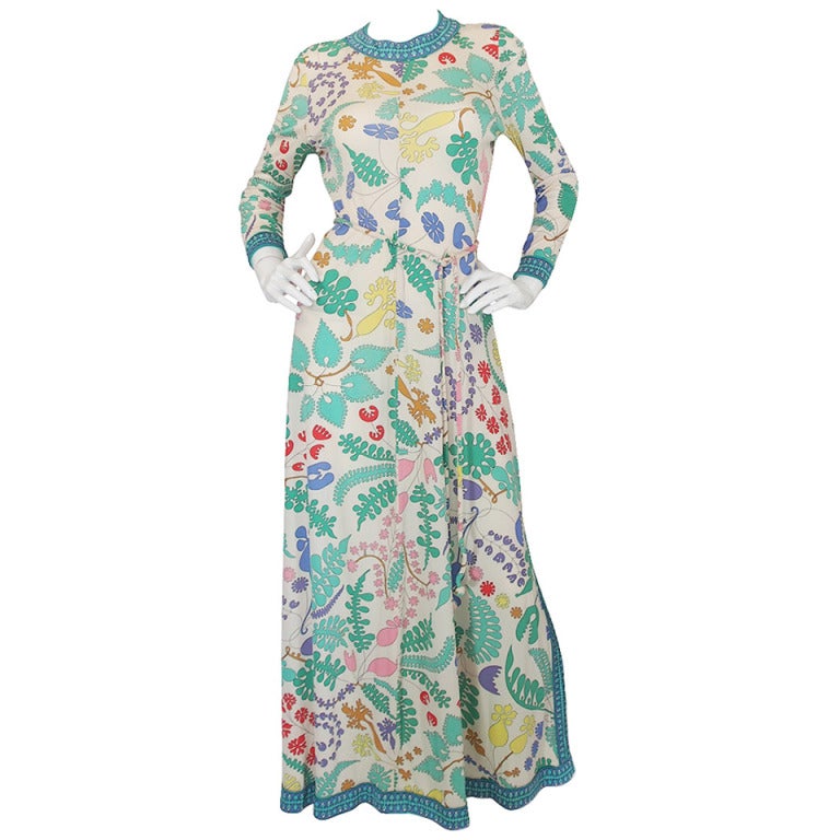 1970s Amazing Bessi Floral Maxi Dress