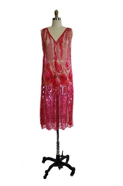 1920s Pink Paillette Net Flapper For Sale 7
