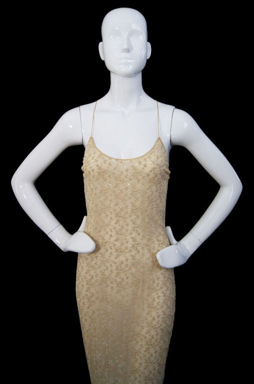 Women's 1990s Fluid Nude Pamela Dennis Gown