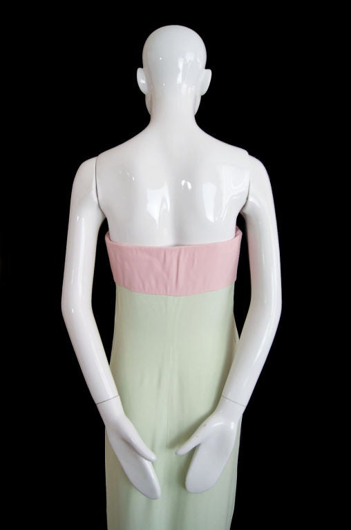 1970s Valentino Strapless Gown in Pink & Mint For Sale 2