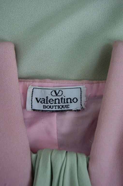 1970s Valentino Strapless Gown in Pink & Mint For Sale 5