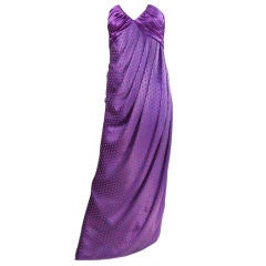 1980s Silk Ungaro Purple Dot Gown