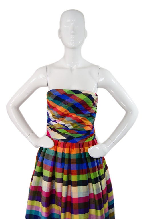 Women's 1970s Lanvin Attributed Plaid Gown