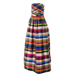 1970s Lanvin Attributed Plaid Gown