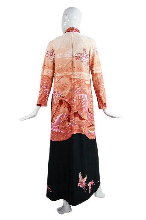 1970s Christian Dior Crane Caftan
