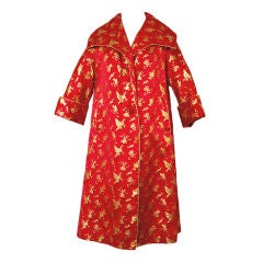 1950s Tented Red & Gold Kimono Coat