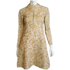 Vintage 1960s Gold Malcolm Starr Dress