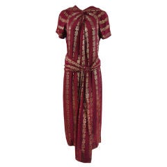 1930s Silk & Lame Draped Dress