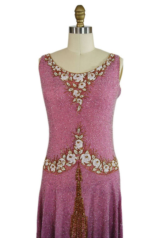 1920s French Label Fully Beaded Flapper Dress 2