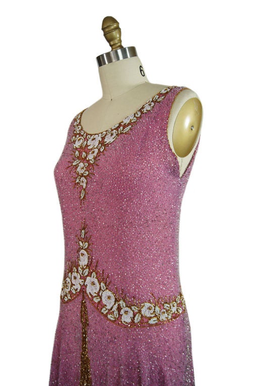 1920s French Label Fully Beaded Flapper Dress 3