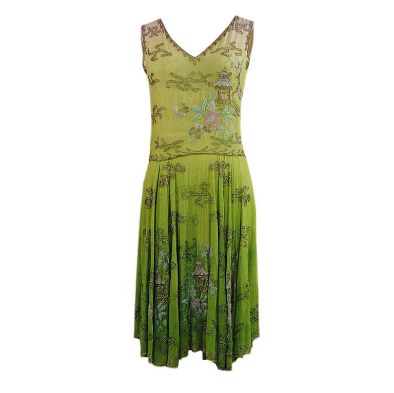 1920s Amazing Beaded Ombre Flapper