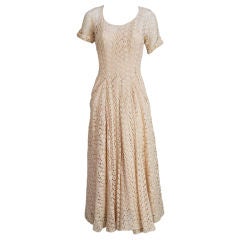 1960s Peach Lace Ceil Chapman Dress