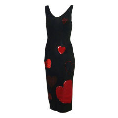 Vintage 1990s Moschino Heart & Sequin Dress