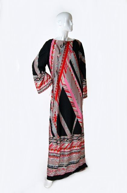 1970s Lanvin Print Maxi Dress