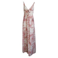 1970s Printed Pink John Kloss Gown
