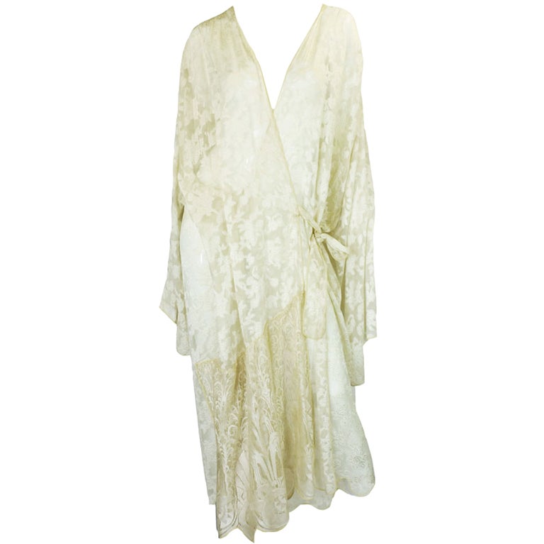 1920s Silk Lace Peignoir Or Evening Piece For Sale at 1stDibs