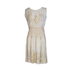 Antique 1920s Raw Silk Embroidered Flapper