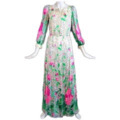 Vintage 1970s Hardy Amies Silk Gown