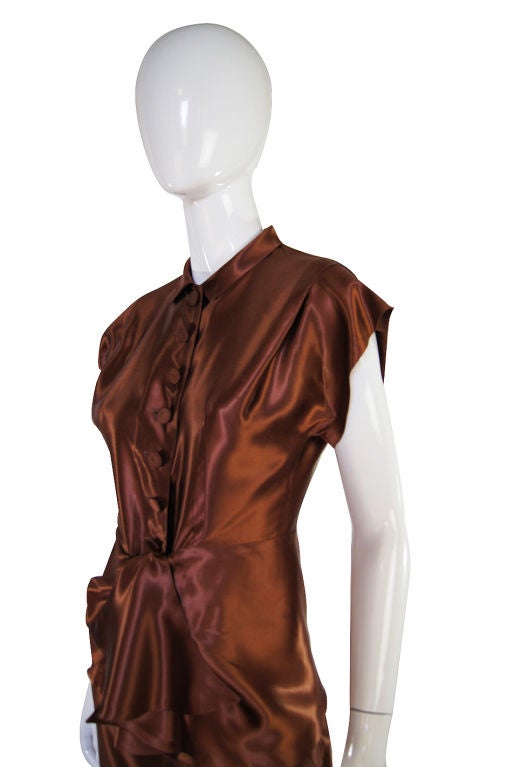 Women's 1940s Rare Liquid Silk Satin Copper Suit