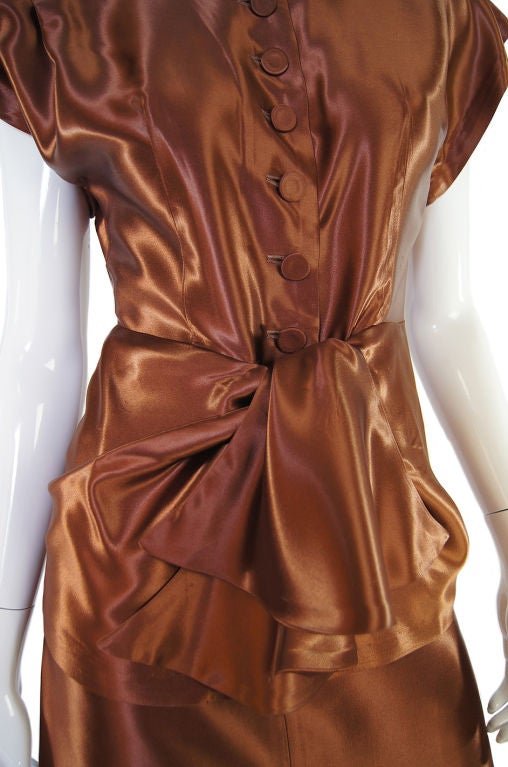 1940s Rare Liquid Silk Satin Copper Suit 2