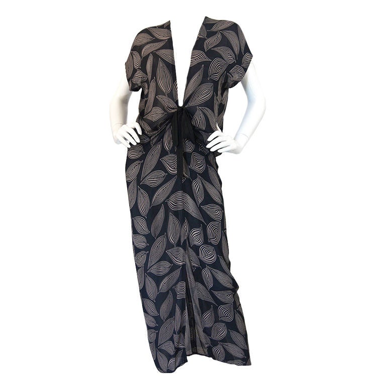 1980s Chiffon Wayne Clark Plunge Dress