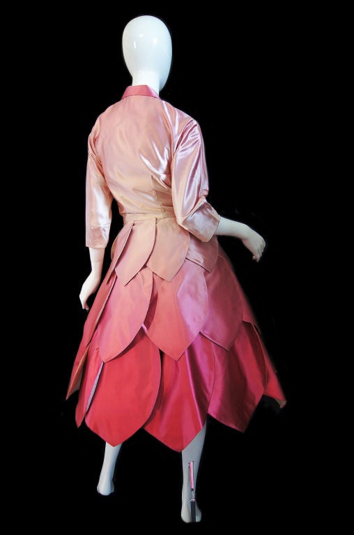 1950s Couture Pink Petal Dress & Jacket 4