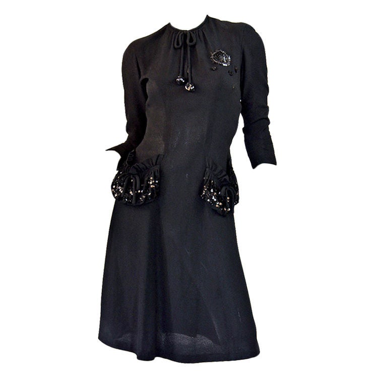 1940s Swing Sequined R&K Dress - Amazing Pockets!