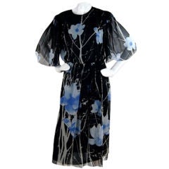 1970s Hanae Mori Chiffon Dress