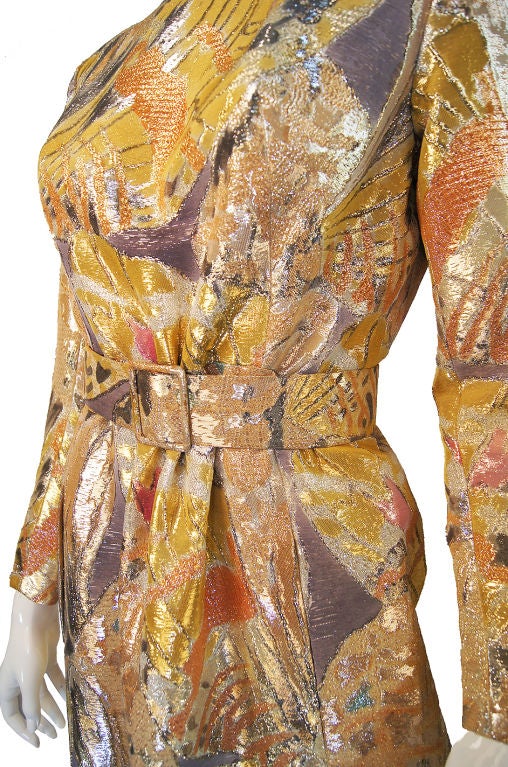 1960s Givenchy Gold Silk Metallic Gown 1