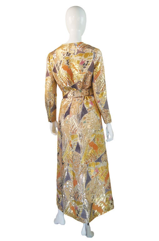1960s Givenchy Gold Silk Metallic Gown 4